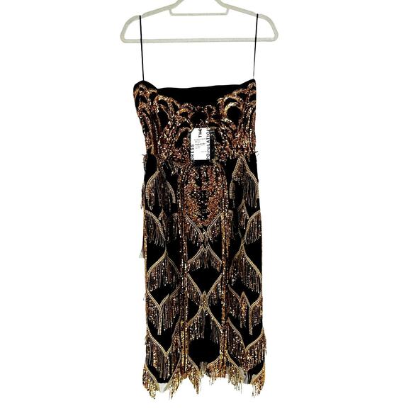 Dress the Population Black Label Morgan Sequin Fringe-Trim Bodycon Dress Size S - Picture 6 of 11